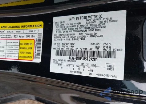 2021 Ford Mustang Ecoboost Fastback from USA, damaged, VIN 1FA6P8TH5M5139285